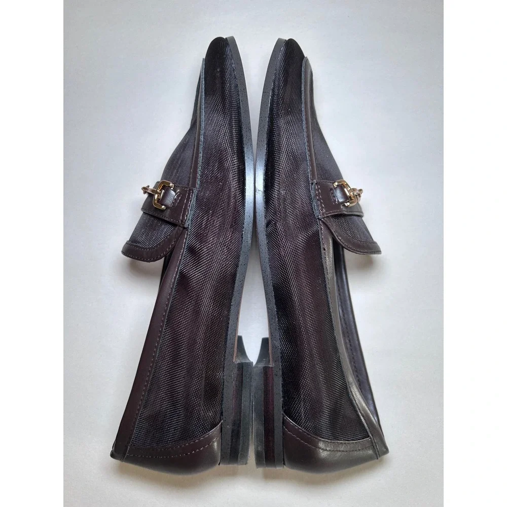 Sam Edelman Loraine Mesh Bit Loafers Dark Brown Sheer Flats Chocolate Gold 6.5